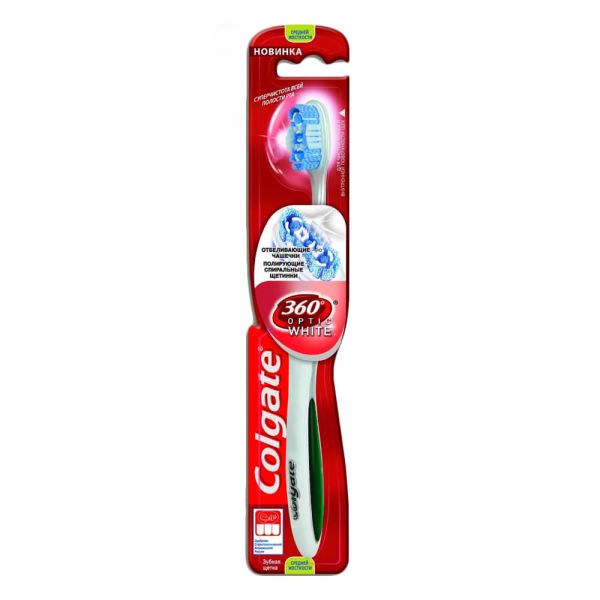 Colgate 360 Optic White Tandbørste - Medium - Grøn Colgate 360 Optic White Tandbørste - Medium - Grøn