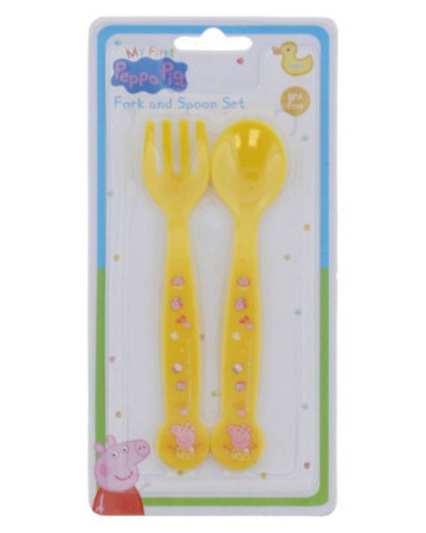 Peppa Wutz Fork & Spoon Set Yellow