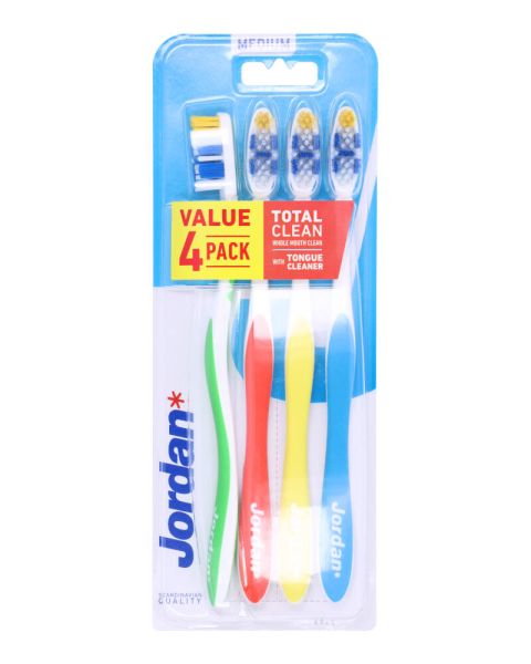 Jordan Tandbørste Value 4 Pack Total Clean Medium Jordan Tandbørste Value 4 Pack Total Clean Medium