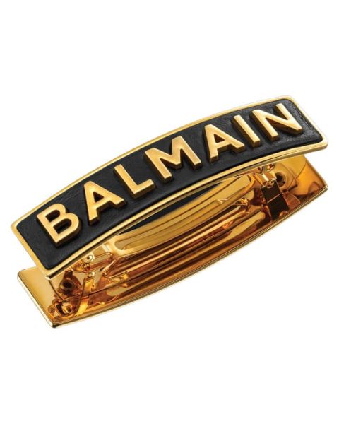 Balmain Gold Plated Barrette Medium Logo