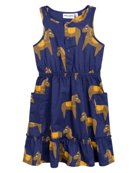 Mini Rodini Horse Woven Flounce Dress - 80/86 Mini Rodini Horse Woven Flounce Dress - 80/86