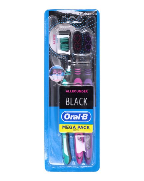 Oral B Allrounder Black Mega Pack x3 Medium