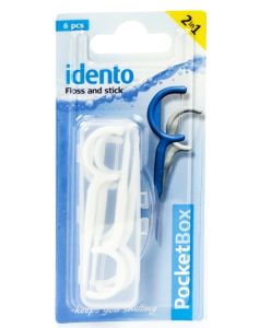 Idento Floss and Stick, TravelBox 6 stk (hvid) 