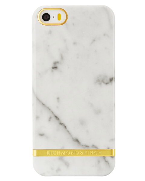 Richmond & Finch Carrera White Marble Glossy - Gold Iphone 5/5s/se Cover