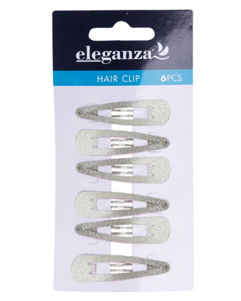 Eleganza Silber Glitter Haarspangen 4.7cm