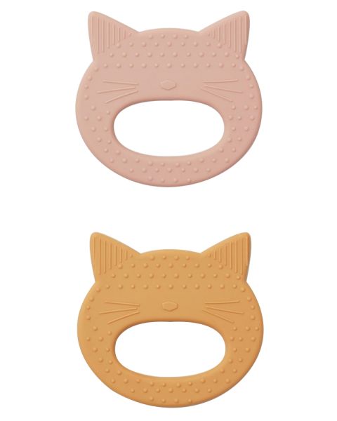 Liewood Geo Teether 2-pack Cat Rose / Yellow Mellow