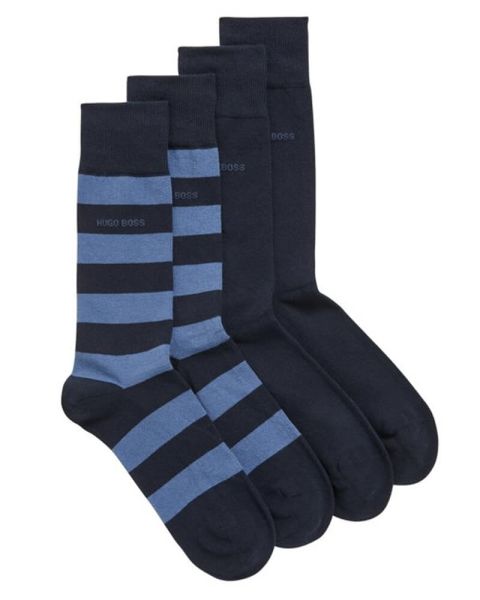 Hugo Boss 2er Pack Socken - Block Stripe Blau (Gr. 39-42)