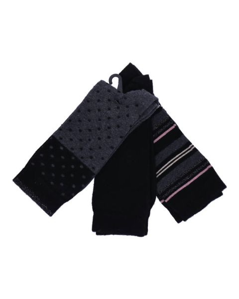 Decoy Socks 3 Pack Grey/Black With Stripes/Dots 37-41