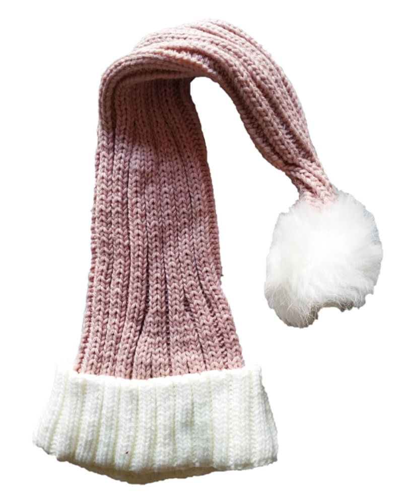 Nissebanden Coarse-knitted Santa hat Pink/White